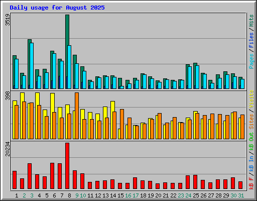 Daily usage for August 2025
