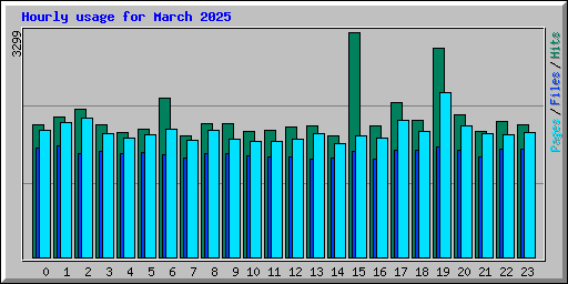 Hourly usage for March 2025